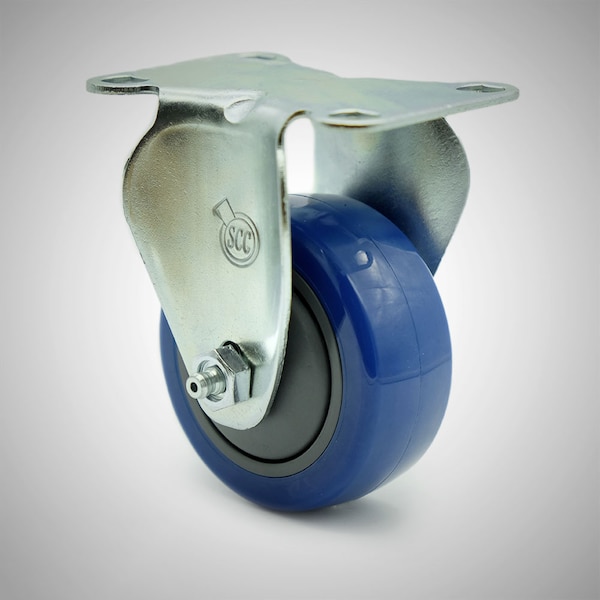 3 Inch SS Blue Polyurethane Wheel Rigid Top Plate Caster